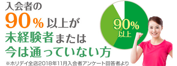 入会者の90％以上が未経験者、または今は通っていない方